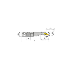 Indexable Boring Bar:  A20M SVJCL 11,  25.00 mm Min Bore,  20.00 mm Shank Dia,  93.00&deg N/A Steel 150.0000″ OAL,  Screw Clamping,