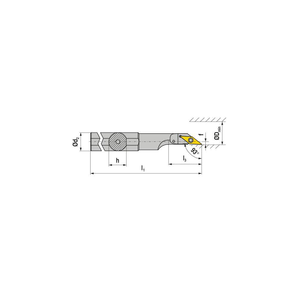 Indexable Boring Bar:  A16M SVJCL 11,  22.00 mm Min Bore,  16.00 mm Shank Dia,  93.00&deg N/A Steel 150.0000″ OAL,  Screw Clamping,