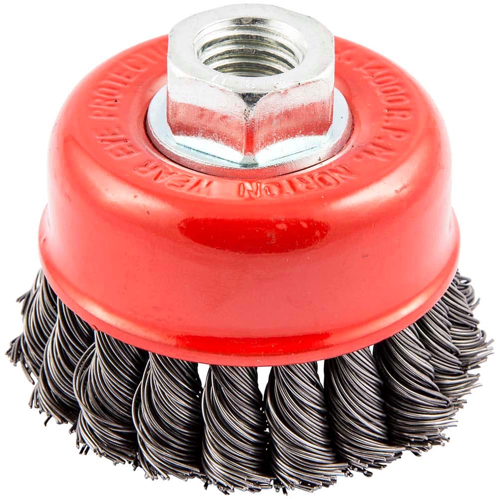 Norton - 2-3/4" Diam 5/8-11 Threaded Arbor Carbon Steel Fill Cup Brush - Exact Industrial Supply