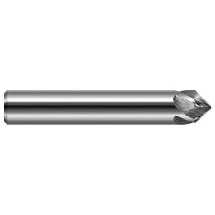 Chamfer Mill: 4 Flutes, Solid Carbide 3″ OAL, 3/4″ Shank Dia, Bright/Uncoated