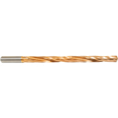 29/64″ Dia. × 12 mm Shank × 156 mm Flute Length × 204 mm OAL, 12xD, 135°, ZrCN, 2 Flute, Coolant Thru, Round Solid Carbide Drill - Exact Industrial Supply