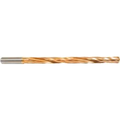 29/64″ Dia. × 12 mm Shank × 156 mm Flute Length × 204 mm OAL, 12xD, 135°, ZrCN, 2 Flute, Coolant Thru, Round Solid Carbide Drill - Exact Industrial Supply