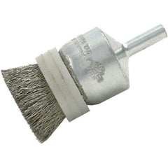 Brush Research Mfg. - 3/4" Brush Diam, Crimped, End Brush - 1/4" Diam Steel Shank, 20,000 Max RPM - Exact Industrial Supply