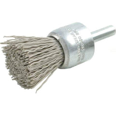 Brush Research Mfg. - 600 Grit, 1/2" Brush Diam, Crimped, End Brush - Fine Grade, 1/4" Diam Steel Shank, 20,000 Max RPM - Exact Industrial Supply