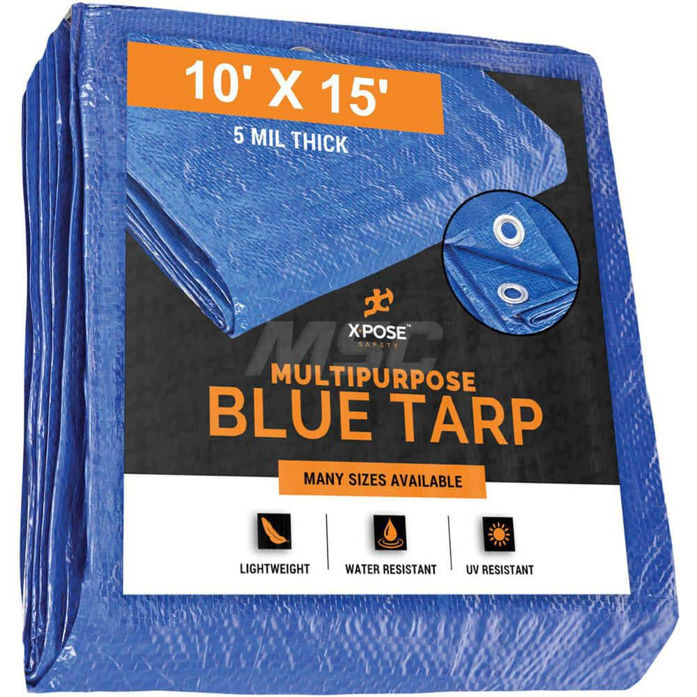 Tarp/Dust Cover: Blue, Rectangle, Polyethylene, 15' Long x 10' Wide, 5 mil Polyethylene, Rectangle