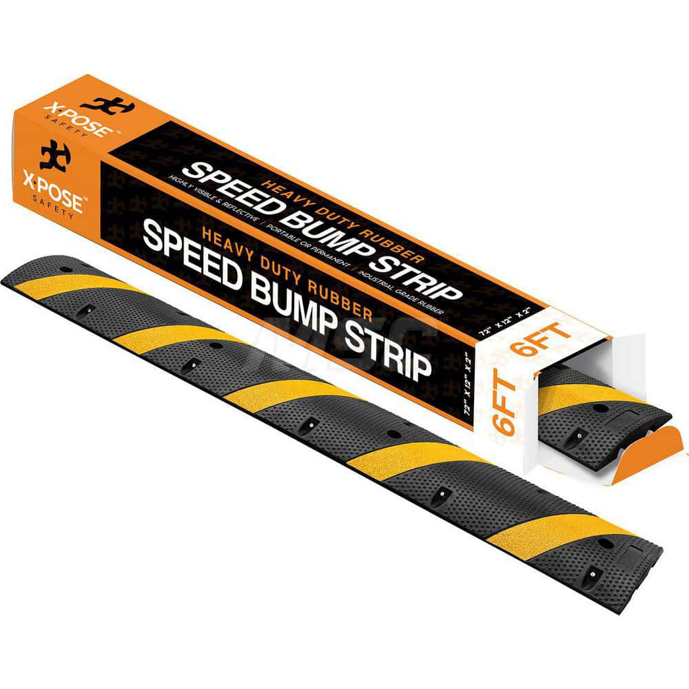 72″ Long x 12″ Wide x 2″ High Rubber Spike-Mount Speed Bump Black, Fasteners Not Included