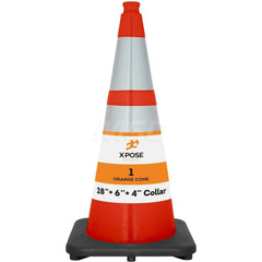 Orange Traffic Cone with Base &  Reflective Bands PVC Cone, Recycled PVC Base