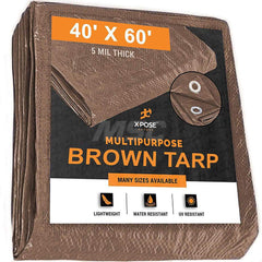 Tarp/Dust Cover: Brown, Rectangle, Polyethylene, 60' Long x 40' Wide, 5 mil Polyethylene, Rectangle