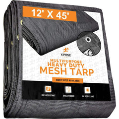 Tarp/Dust Cover: Black, Rectangle, Polyethylene, 45' Long x 12' Wide, 18 mil Polyethylene, Rectangle