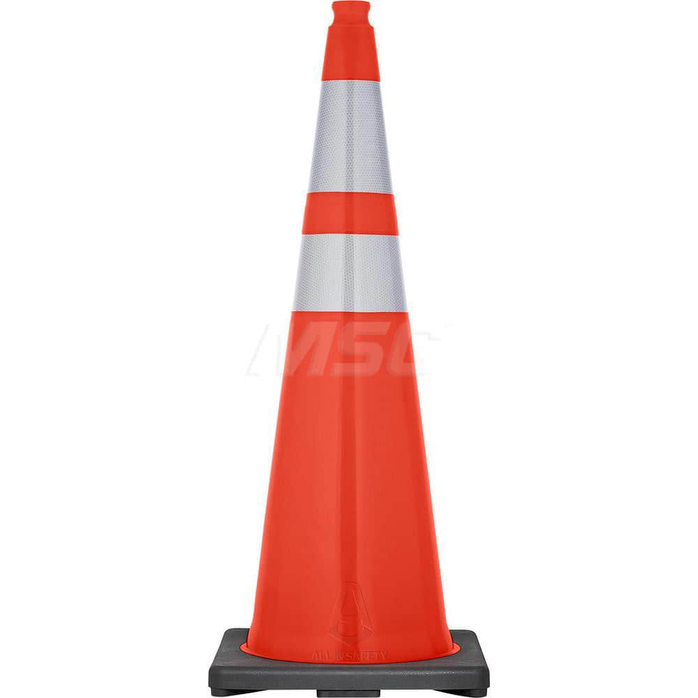 Orange Traffic Cone with Base &  Reflective Bands PVC Cone, Recycled PVC Base