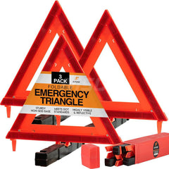 4 Pc Emergency Warning Triangle Highway Safety Kit Contains 3 Reflective Triangles & Case