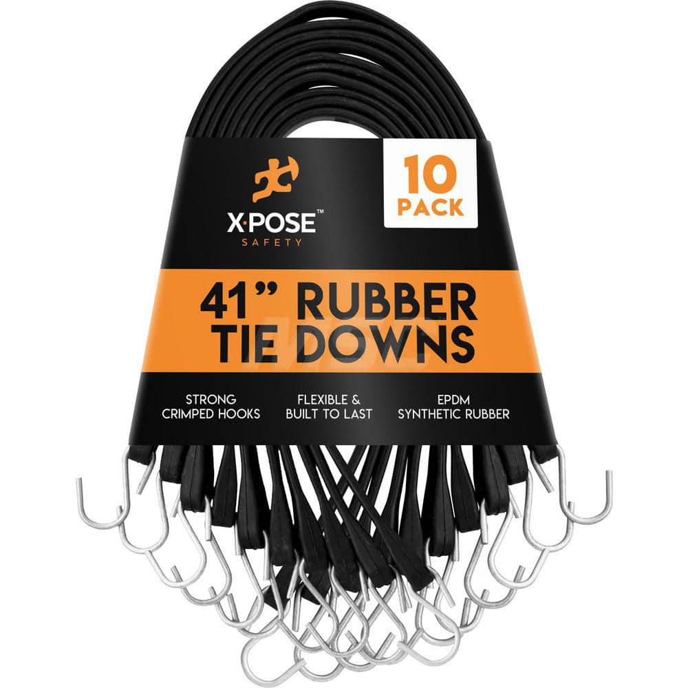 41' Heavy-Duty Tie Down with S-Hook End Rubber, Black