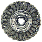 4" Diameter - 5/8-11" Arbor Hole - Knot Twist Steel Wire Straight Wheel - Exact Industrial Supply