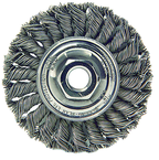 4" Diameter - 5/8-11" Arbor Hole - Knot Twist Steel Wire Straight Wheel - Exact Industrial Supply
