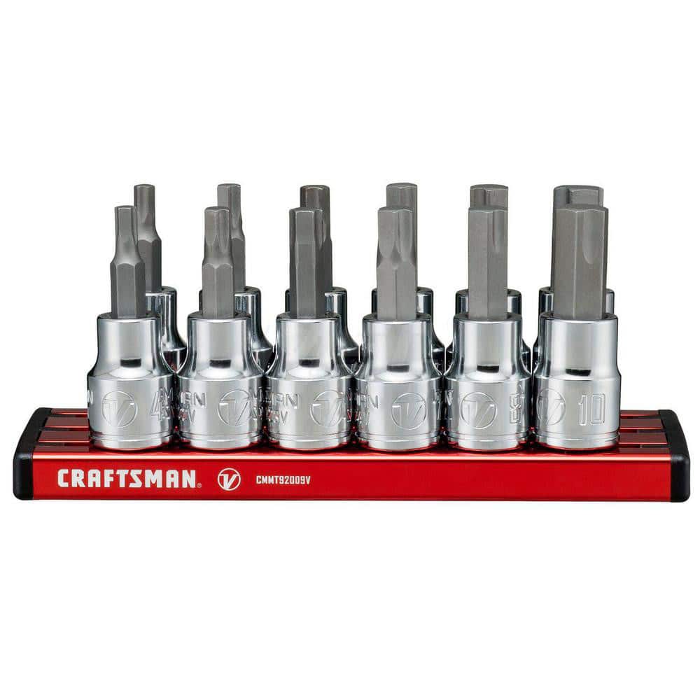 Hex Drive Bit Sets; Point Type: Hex; Number of Pieces: 12.000; Size Range: 5/32-3/8″ & 4-10mm; Contents: 5/32″ 3/16″ 7/32″ 1/4″ 5/16″ 3/8″; 4 5 6 7 8 10mm; Measurement Type: Inch & Metric; Drive Size: 3/8 Hex; Fractional Sizes: 3/8; Tool Type: Hex Bit Soc