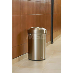 Trash Cans & Recycling Containers; Product Type: Trash Can; Container Capacity: 16 gal; Container Shape: Round; Lid Type: Open Lid; Container Material: Metal; Color: Silver