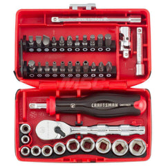 Socket Set: 1/4″ Drive 6 Point, Polished Chrome-Plated