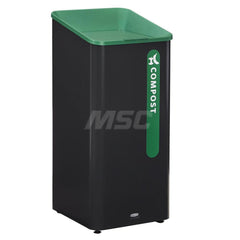 Trash Cans & Recycling Containers; Product Type: Recycling Container; Container Capacity: 15 gal; Container Shape: Square; Lid Type: Flat; Container Material: Metal; Color: Black; Green