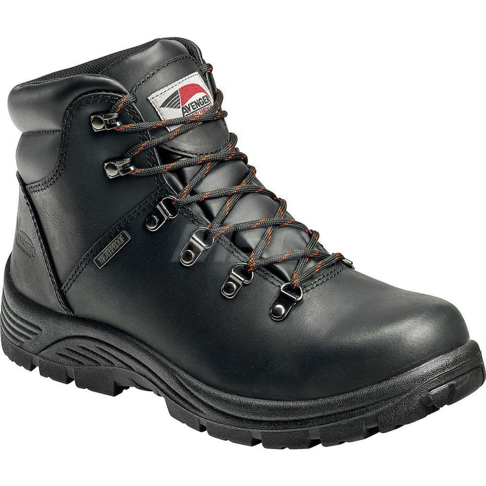 Work Boot: Size 8, 6″ High, Leather, Steel Toe Wide Width, Non-Slip Sole