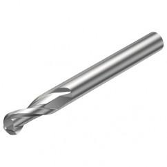 R216.42-16030-AK26A H10F 16mm 2 FL Solid Carbide Ball Nose End Mill w/Cylindrical Shank - Exact Industrial Supply