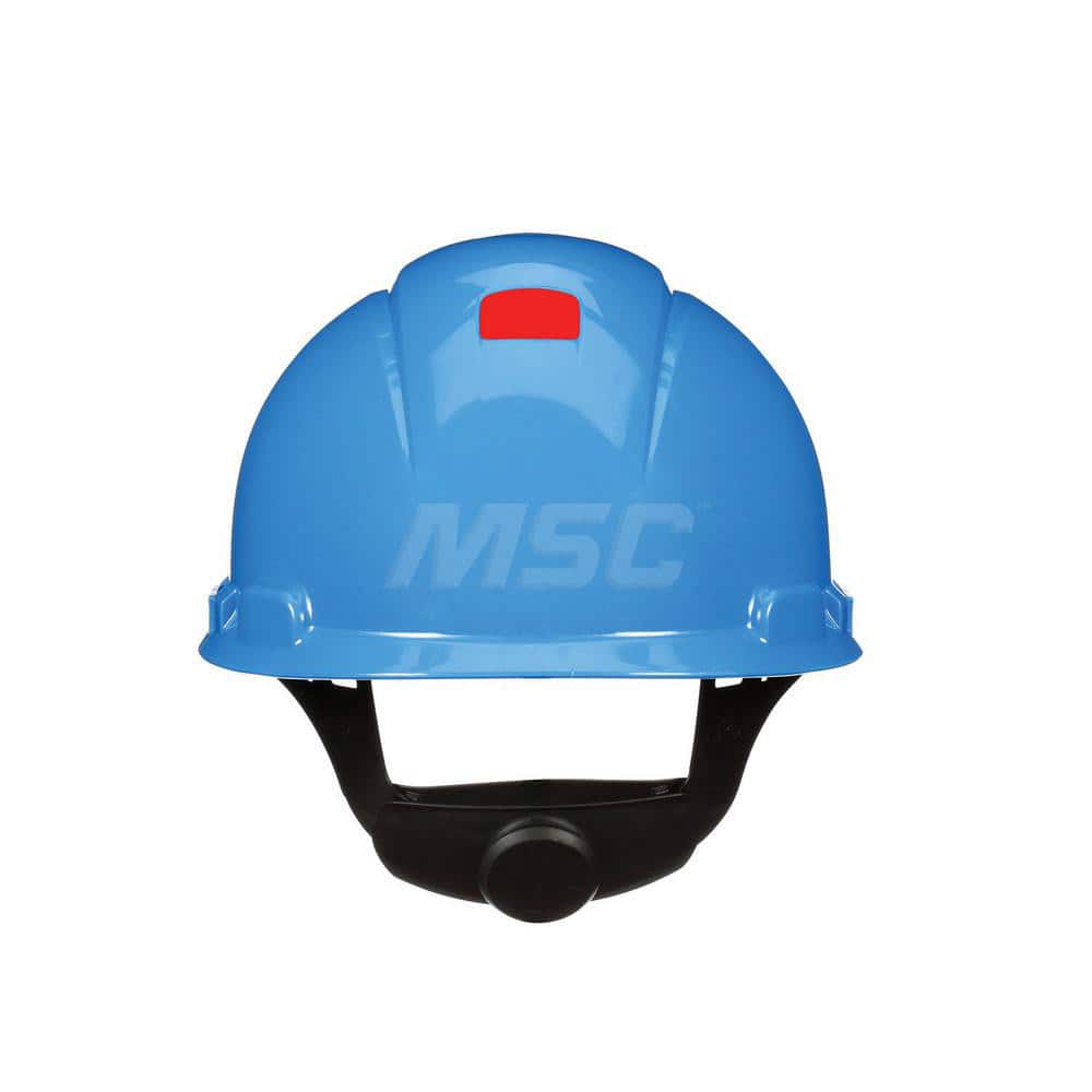 Hard Hat: Construction, High Visibility & Impact Resistant, Full Brim, Type 1, Class C, 4-Point Suspension Blue, High Density Polyethylene