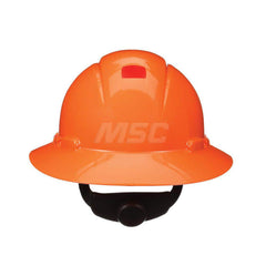 Hard Hat: Construction, Electrical Protection, Heat Protection, High Visibility & Impact Resistant, Full Brim, Type 1, Class E & G, 4-Point Suspension Orange, HDPE