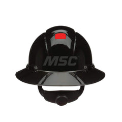 Hard Hat: Construction, High Visibility & Impact Resistant, Full Brim, Type 1, Class C, 4-Point Suspension Black, HDPE, Vented