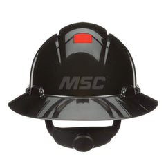 Hard Hat: Construction, Electrical Protection, Heat Protection, High Visibility & Impact Resistant, Full Brim, Type 1, Class E & G, 4-Point Suspension Black, HDPE