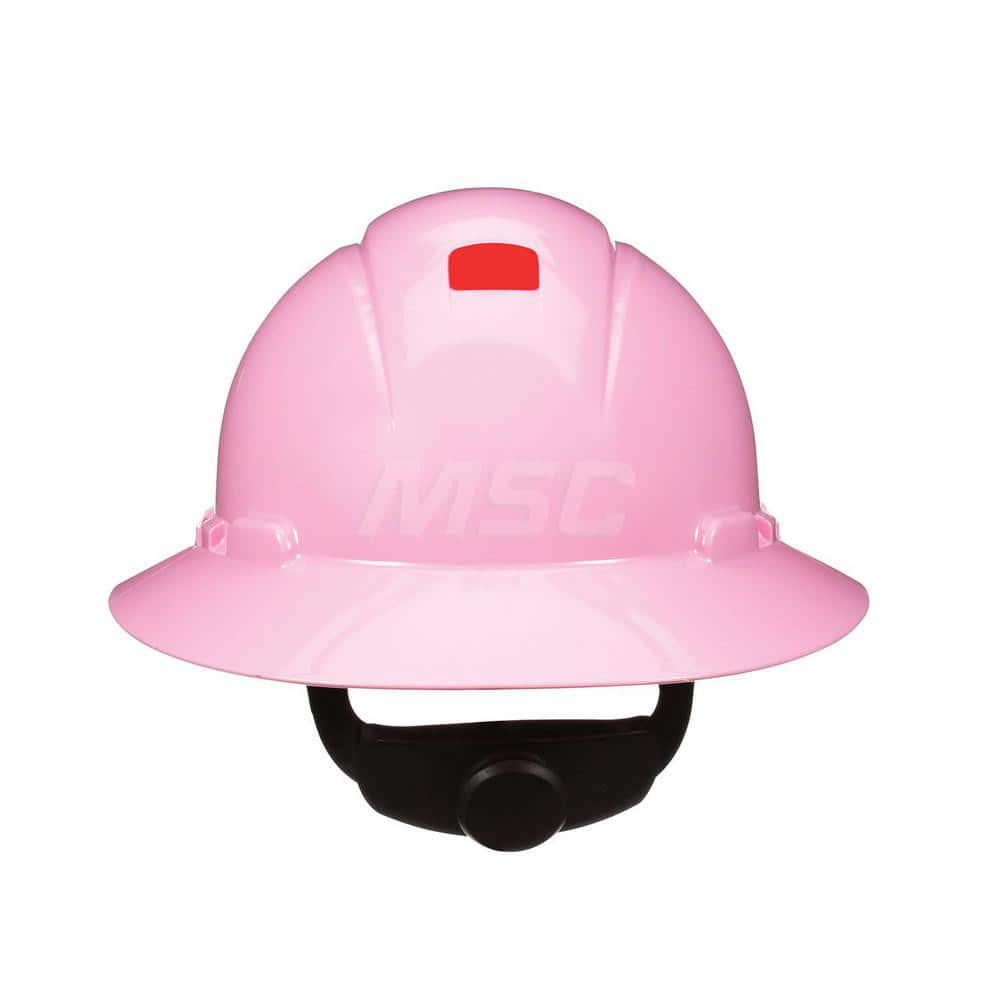 Hard Hat: Construction, Electrical Protection, Heat Protection, High Visibility & Impact Resistant, Full Brim, Type 1, Class G & E, 4-Point Suspension Pink, HDPE