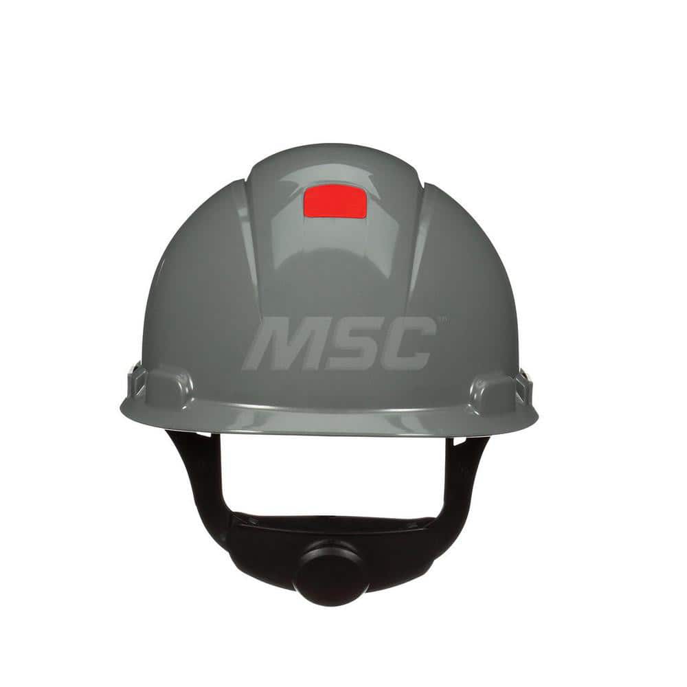 Hard Hat: Construction, High Visibility & Impact Resistant, Full Brim, Type 1, Class C, 4-Point Suspension Gray, HDPE