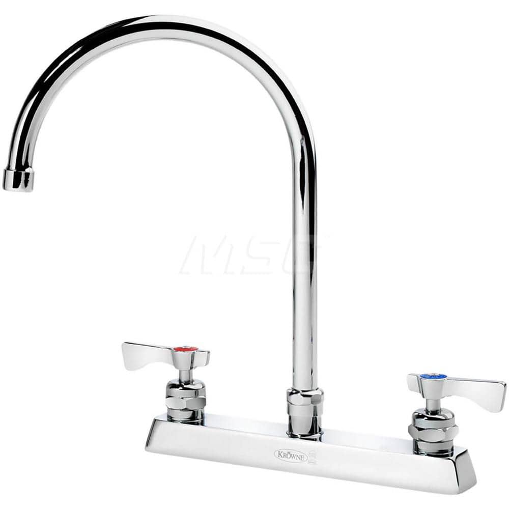 Industrial & Laundry Faucets; Type: Base Mount Faucet; Style: Base Mounted; Design: Base Mounted; Handle Type: Lever; Spout Type: Gooseneck; Mounting Centers: 8; Spout Size: 8-1/2; Finish/Coating: Chrome Plated Brass; Type: Base Mount Faucet; Minimum Orde
