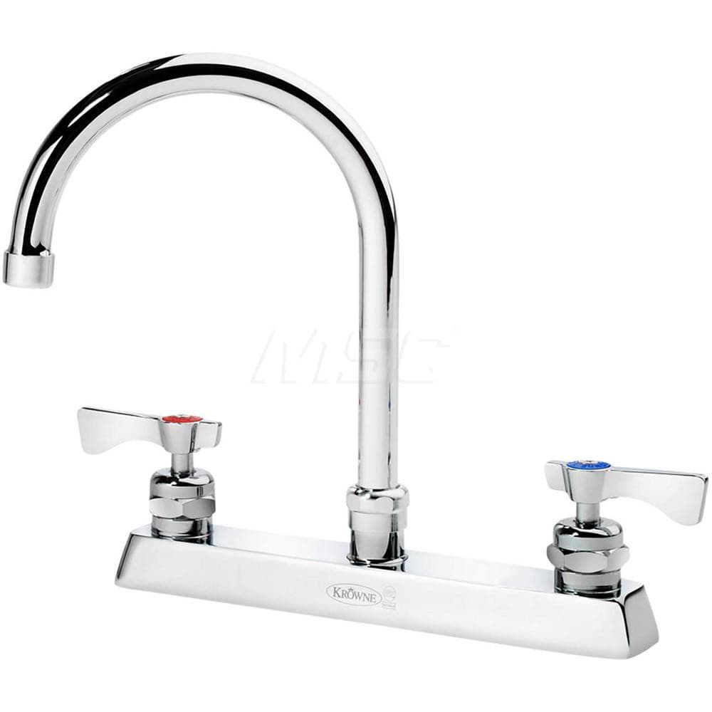 Industrial & Laundry Faucets; Type: Base Mount Faucet; Style: Base Mounted; Design: Base Mounted; Handle Type: Lever; Spout Type: Gooseneck; Mounting Centers: 8; Spout Size: 6; Finish/Coating: Chrome Plated Brass; Type: Base Mount Faucet; Minimum Order Qu