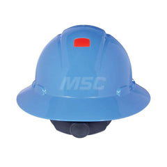 Hard Hat: Construction, High Visibility & Impact Resistant, Full Brim, Type 1, Class C, 4-Point Suspension Blue, HDPE, Vented