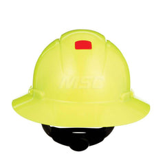 Hard Hat: Construction, High Visibility & Impact Resistant, Full Brim, Type 1, Class C, 4-Point Suspension Yellow, HDPE Vented