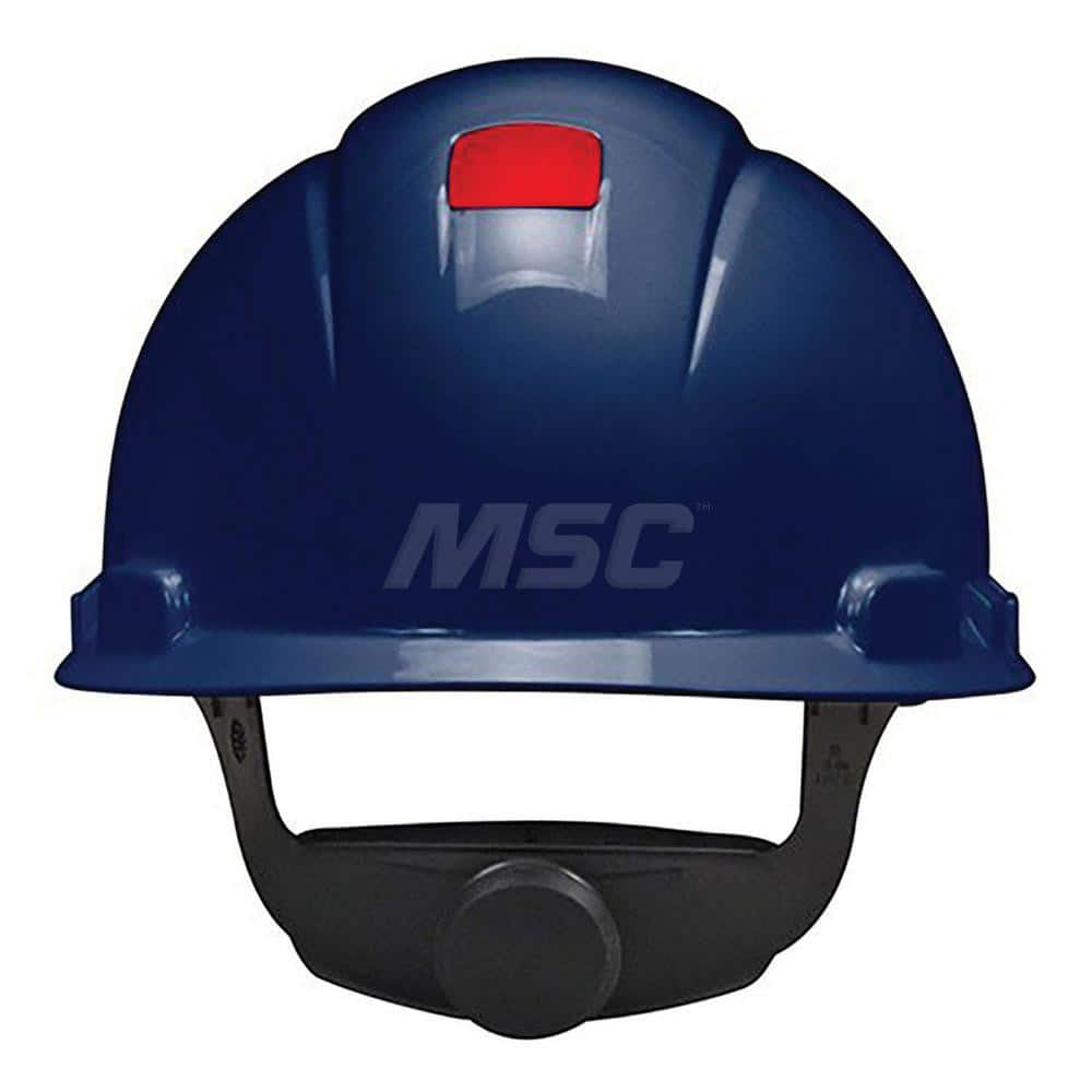 Hard Hat: Construction & Impact Resistant, Cap, Type 1, Class C, 4-Point Suspension Navy Blue, Plastic, Vented