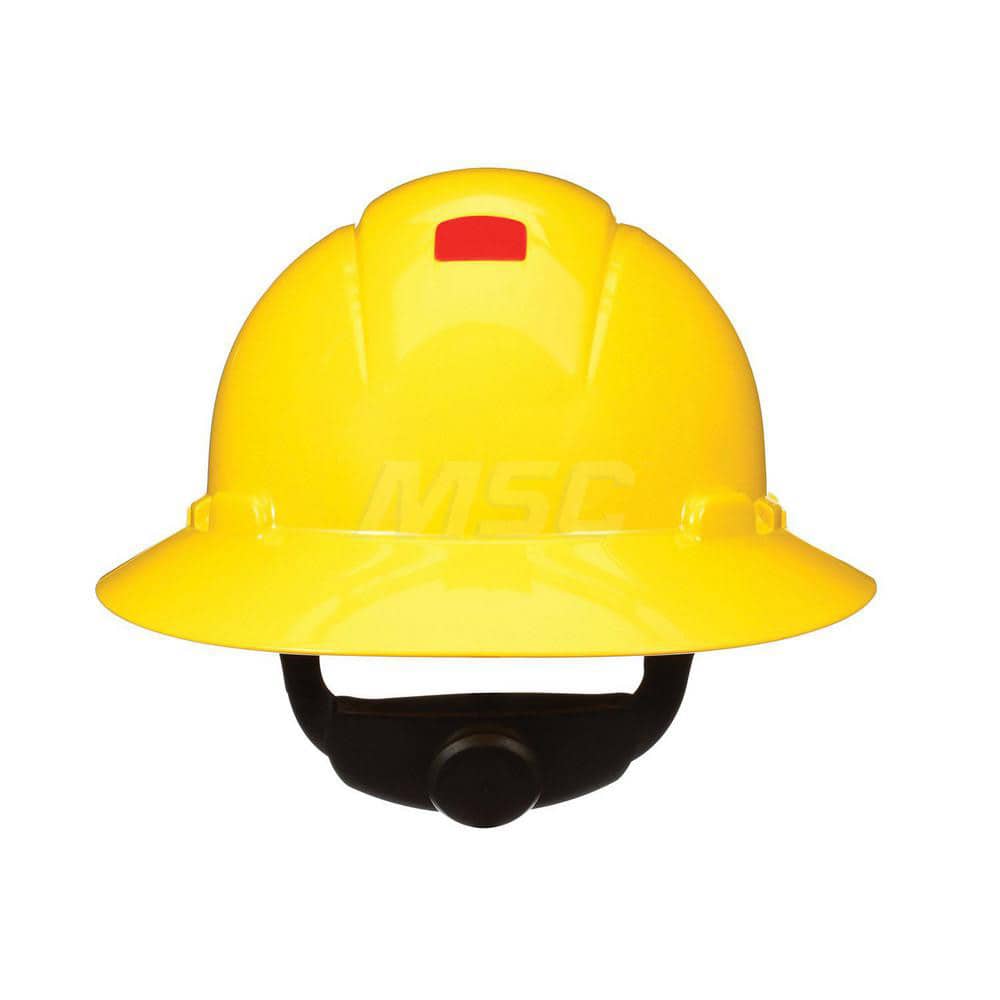 Hard Hat: Construction, Electrical Protection, Heat Protection, High Visibility & Impact Resistant, Full Brim, Type 1, Class E & G, 4-Point Suspension Yellow, High Density Polyethylene