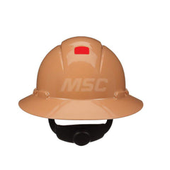 Hard Hat: Construction, High Visibility & Impact Resistant, Full Brim, Type 1, Class C, 4-Point Suspension Tan, HDPE, Vented