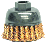 2-3/4" Single Row Wire Cup Brush - .020 Bronze; 5/8-11 A.H.; - Non-Sparking Wire Wheel - Exact Industrial Supply