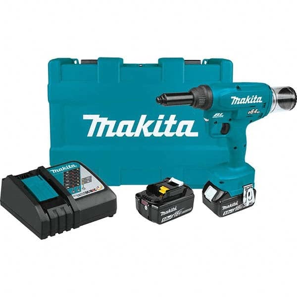 Makita - Cordless Riveters Fastener Type: Cordless Electric Riveter Closed End Rivet Capacity: All up to 1/4 - Exact Industrial Supply