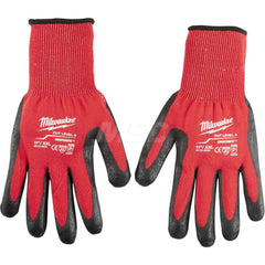 Cut, Puncture & Abrasive-Resistant Gloves: Size 2XL, ANSI Cut A3, ANSI Puncture 0, Nitrile, Nylon Red, Palm & Fingers Coated, Nitrile Lined, Nylon Back, Smooth Grip, ANSI Abrasion 0