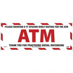 NMC - "Please Maintain 6 FT Spacing While Waiting for the ATM" Adhesive-Backed Floor Sign - Exact Industrial Supply