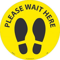 NMC - "Please Wait Here" Adhesive-Backed Floor Sign - Exact Industrial Supply
