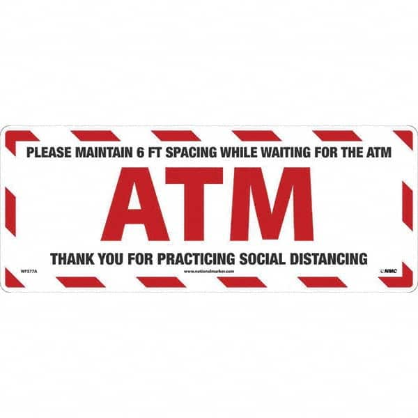 NMC - "Please Maintain 6 FT Spacing While Waiting for the ATM" Adhesive-Backed Floor Sign - Exact Industrial Supply