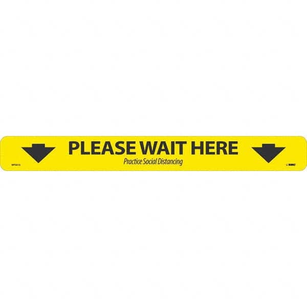 NMC - "Please Wait Here" Adhesive-Backed Floor Sign - Exact Industrial Supply