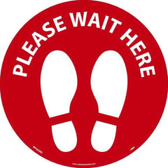 NMC - "Please Wait Here" Adhesive-Backed Floor Sign - Exact Industrial Supply