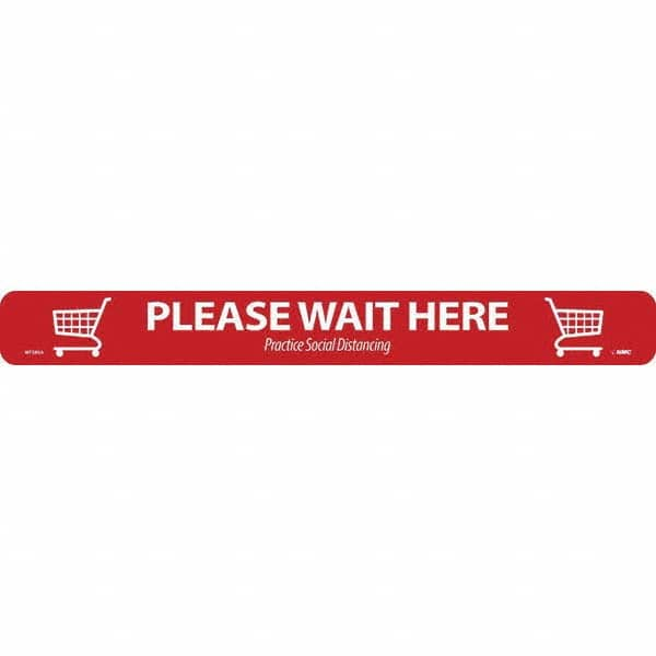 NMC - "Please Wait Here" Adhesive-Backed Floor Sign - Exact Industrial Supply