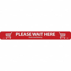 NMC - "Please Wait Here" Adhesive-Backed Floor Sign - Exact Industrial Supply