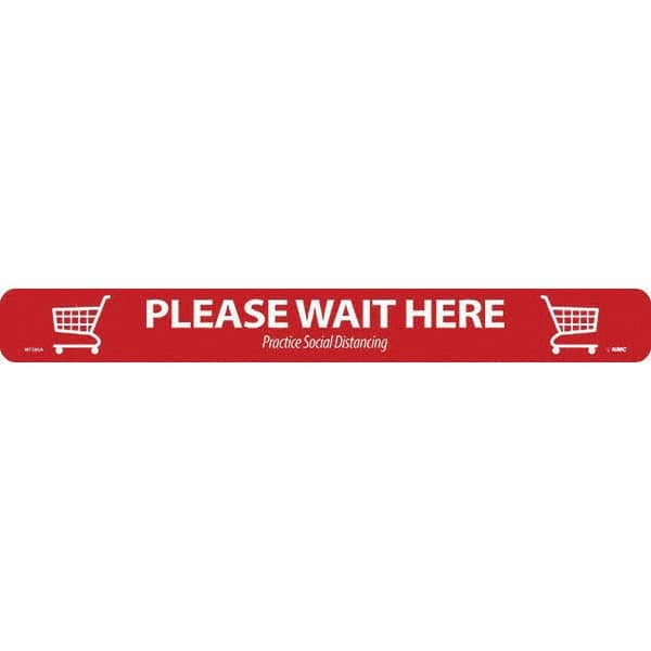 NMC - "Please Wait Here" Adhesive-Backed Floor Sign - Exact Industrial Supply