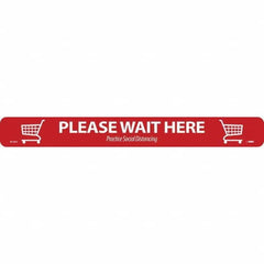 NMC - "Please Wait Here" Adhesive-Backed Floor Sign - Exact Industrial Supply