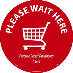 NMC - "Please Wait Here" Adhesive-Backed Floor Sign - Exact Industrial Supply